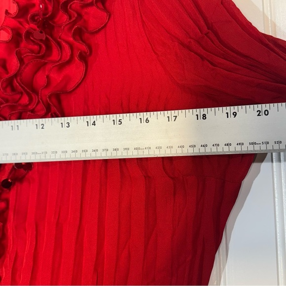 Y2K Red Ruffle Sheer Blouse by Fashion Bug M Romantic Goth Coquette Grunge - Picture 4 of 9
